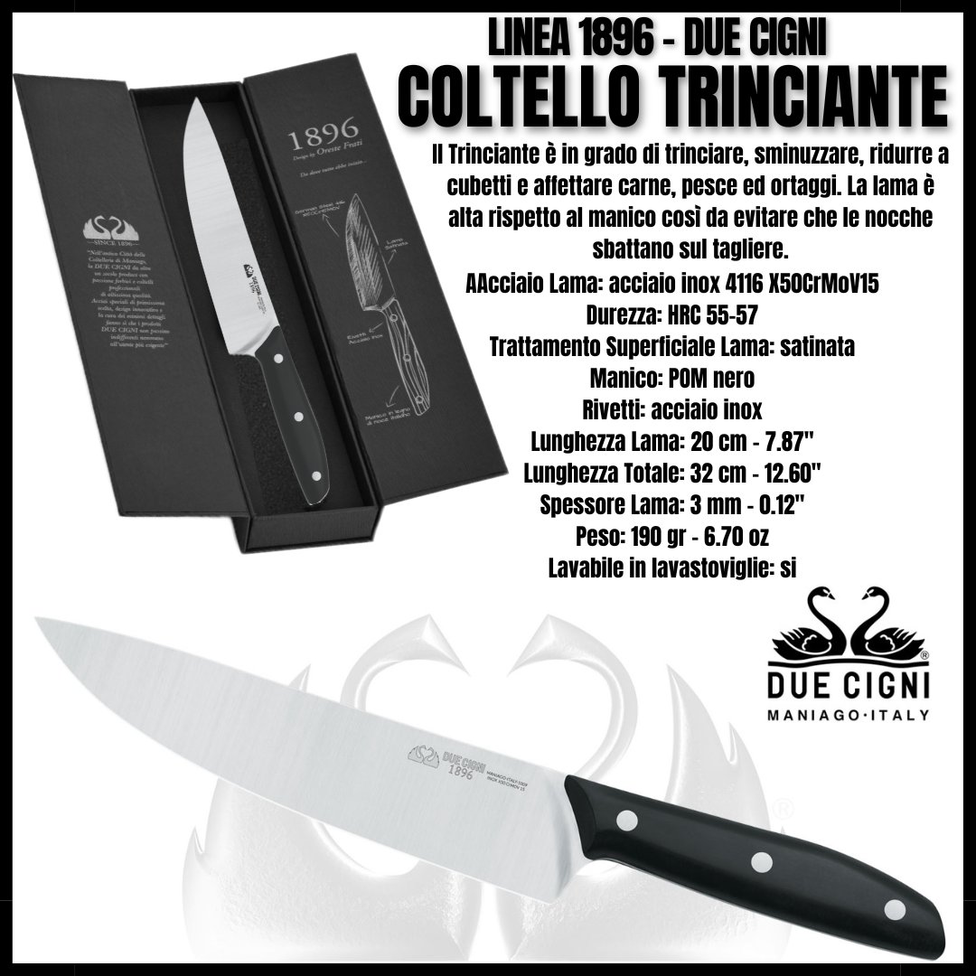 1896 Line - Curved Paring Knife CM 7 - Stainless Steel 4116 Blade and  Polypropylene Handle DUE CIGNI